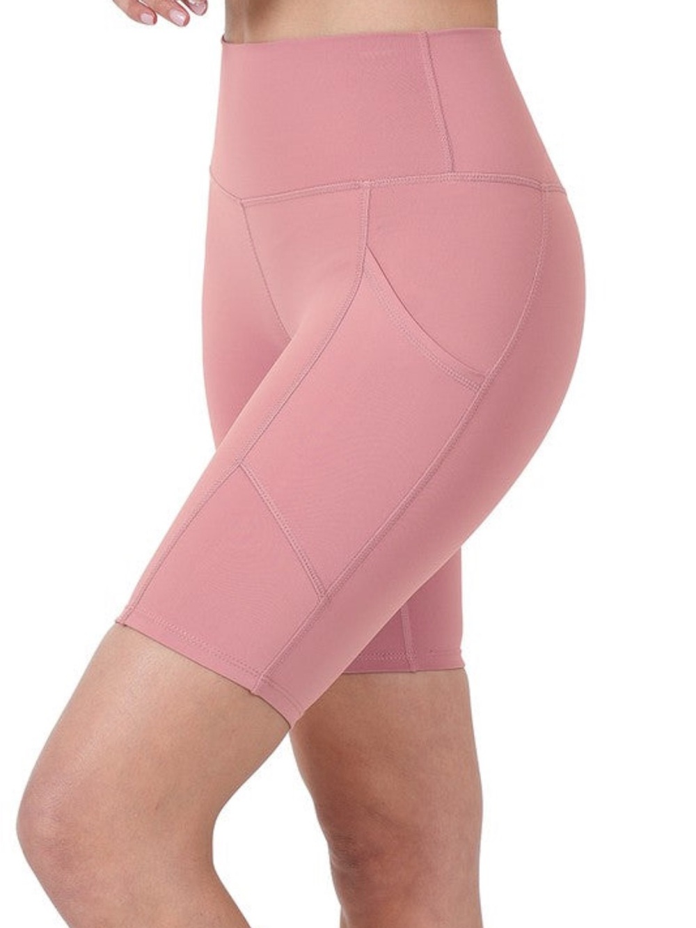 Zenana Outfitters High-Waist Rose Bike Shorts with Side Pockets